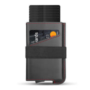Leather Men's Wallet Compact Mini Card Holder Aluminum Alloy Card Holder Wallet - BuyTechno