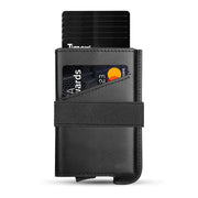 Leather Men's Wallet Compact Mini Card Holder Aluminum Alloy Card Holder Wallet - BuyTechno